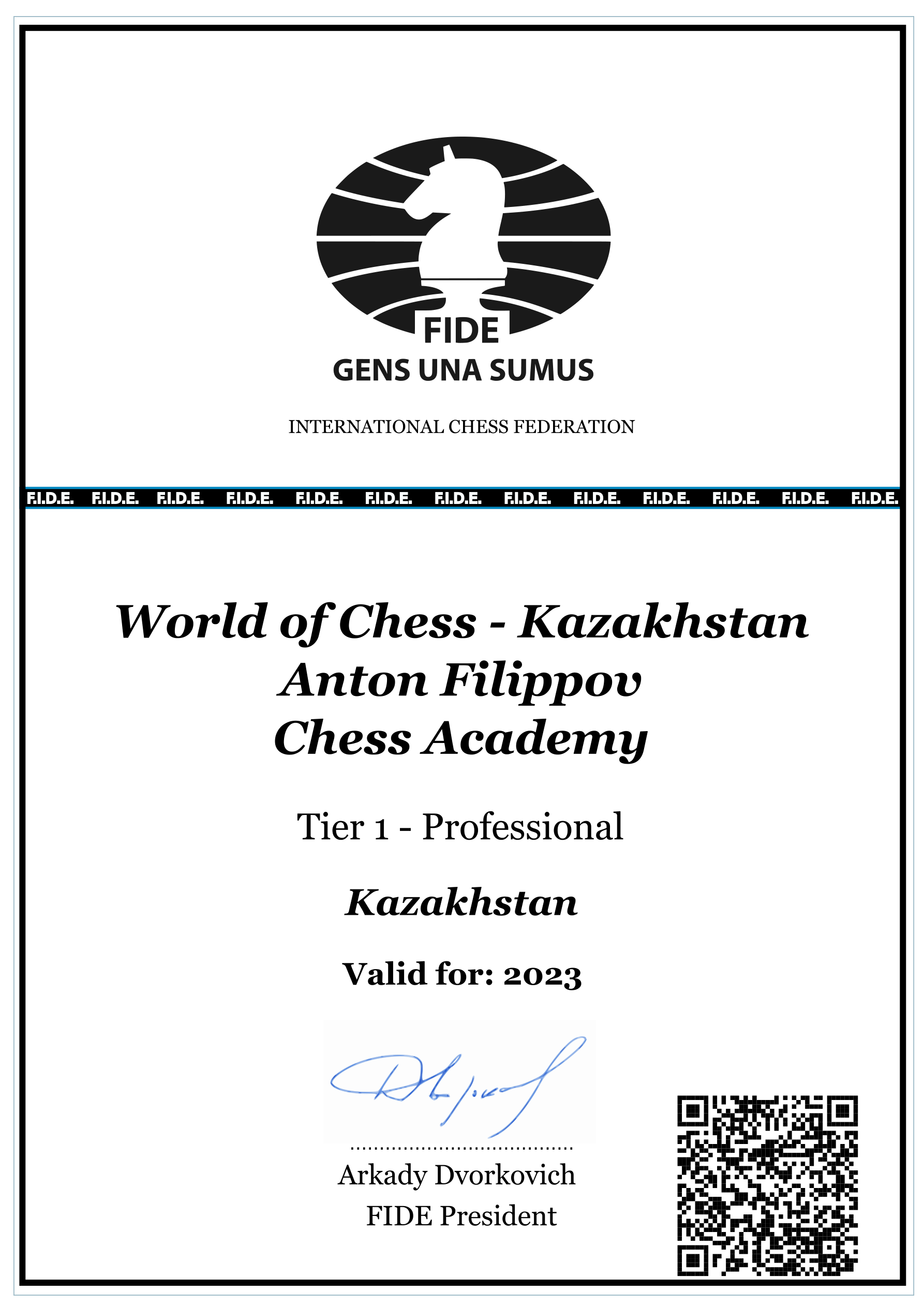 FIDE Academy Certificate